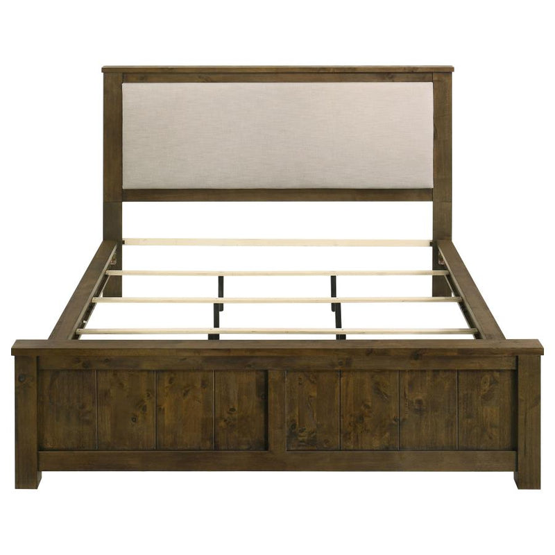 Doherty Upholstered Panel Bed Rustic Brown