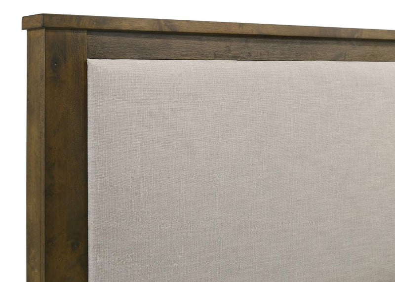 Doherty Upholstered Panel Bed Rustic Brown