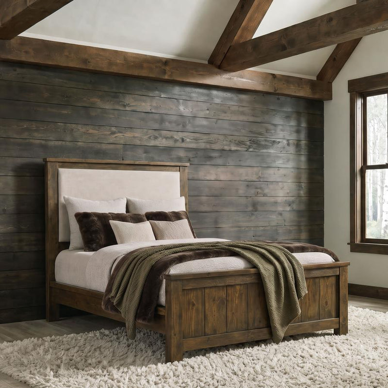 Doherty Upholstered Panel Bed Rustic Brown