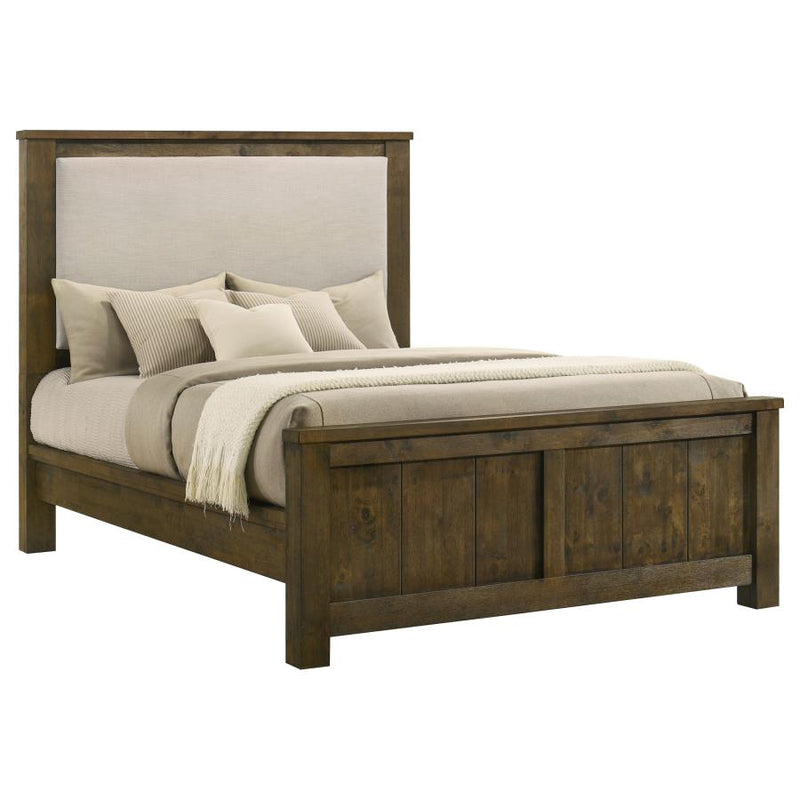 Doherty Upholstered Panel Bed Rustic Brown