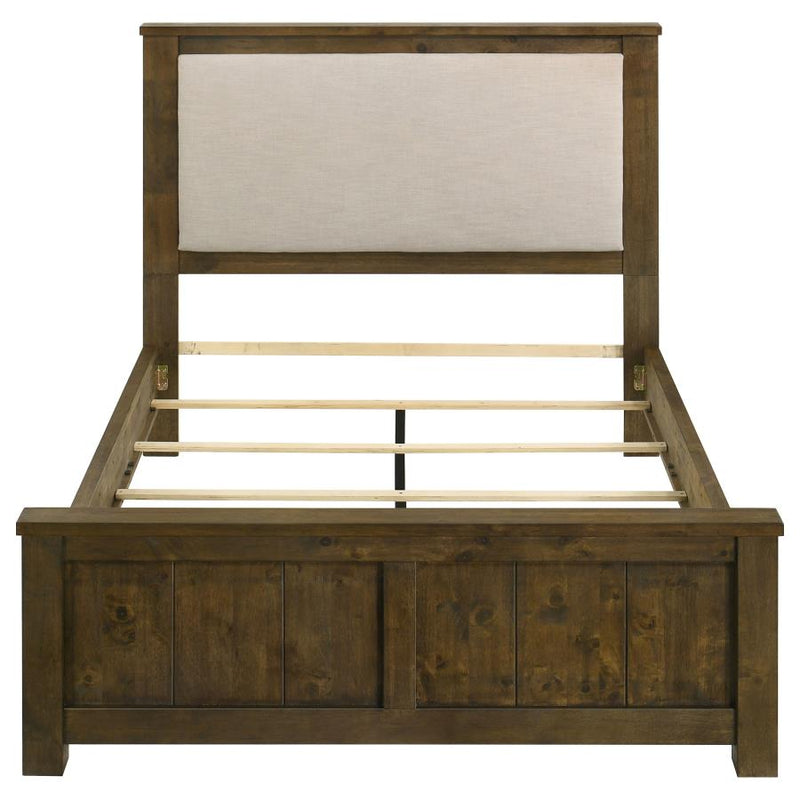 Doherty Upholstered Panel Bed Rustic Brown