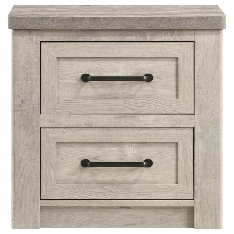Nevado Farmhouse 2-Drawer Nightstand Grey and Weathered Taupe
