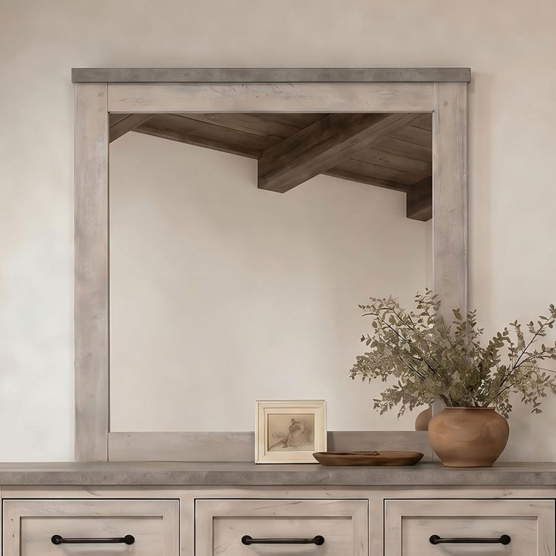 Nevado Farmhouse Beveled Dresser Mirror Grey and Weathered Taupe