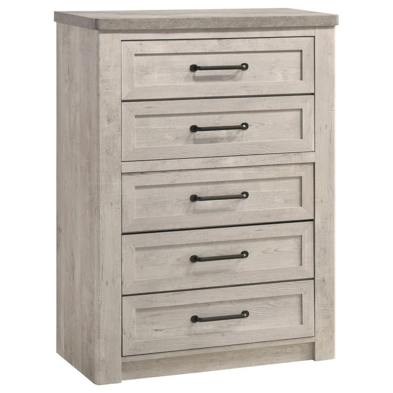 Nevado Farmhouse 5-Drawer Chest Grey and Weathered Taupe