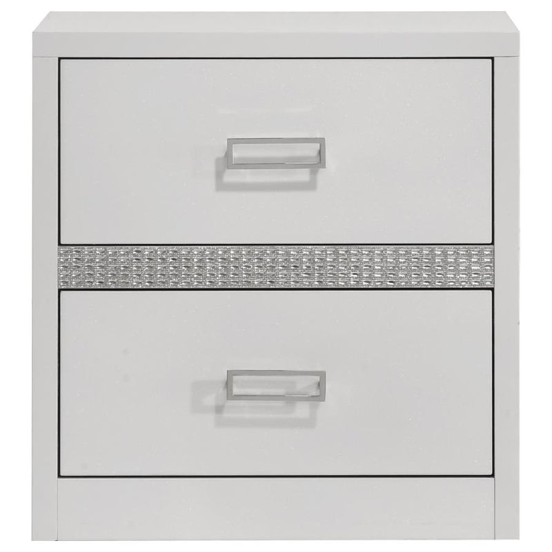 Viana Contemporary 2-Drawer Nightstand with Chrome Pulls