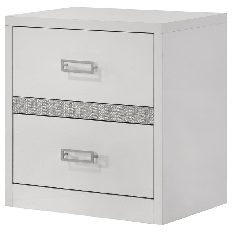 Viana Contemporary 2-Drawer Nightstand with Chrome Pulls