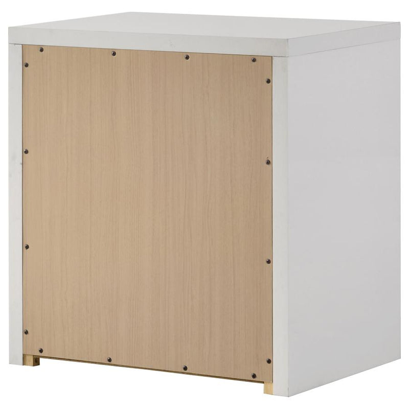 Viana Contemporary 2-Drawer Nightstand with Chrome Pulls