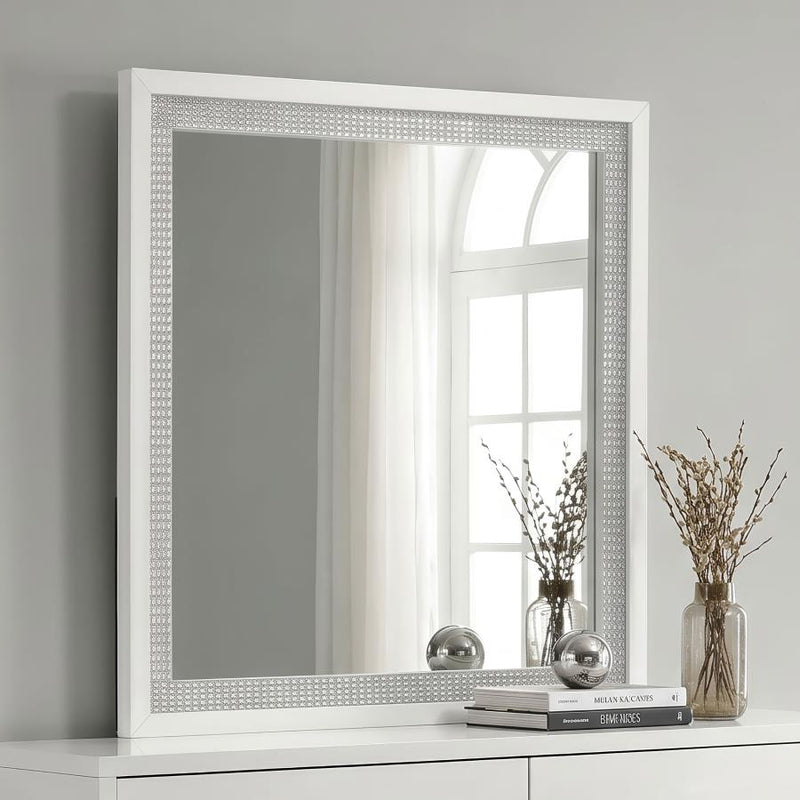 Viana Square Beveled Dresser Mirror with Faceted Trim