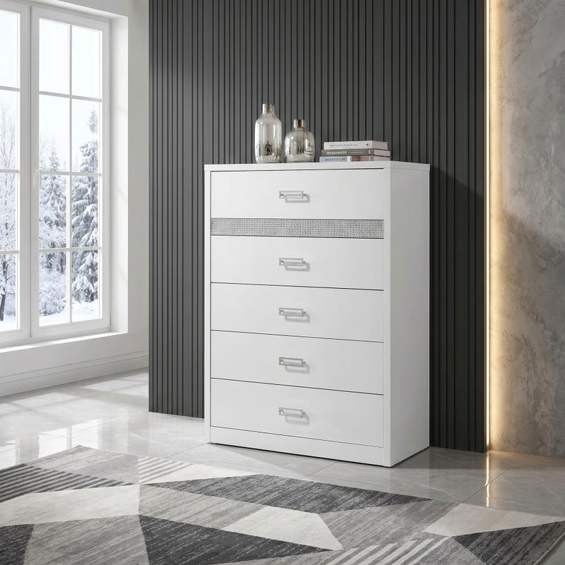 Viana 5-Drawer Chest of Drawers with Chrome Pulls