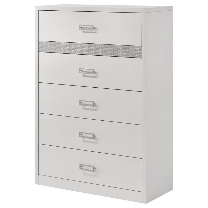 Viana 5-Drawer Chest of Drawers with Chrome Pulls