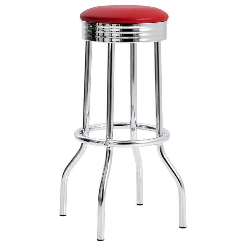 Retro Upholstered Metal Swivel Bar Stool (Set of 2)