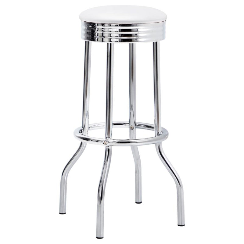 Retro Upholstered Metal Swivel Bar Stool (Set of 2)