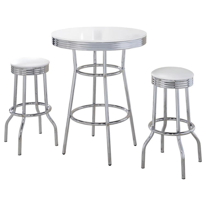 Retro 3-piece Round 1950s Bistro Pub Bar Table Set