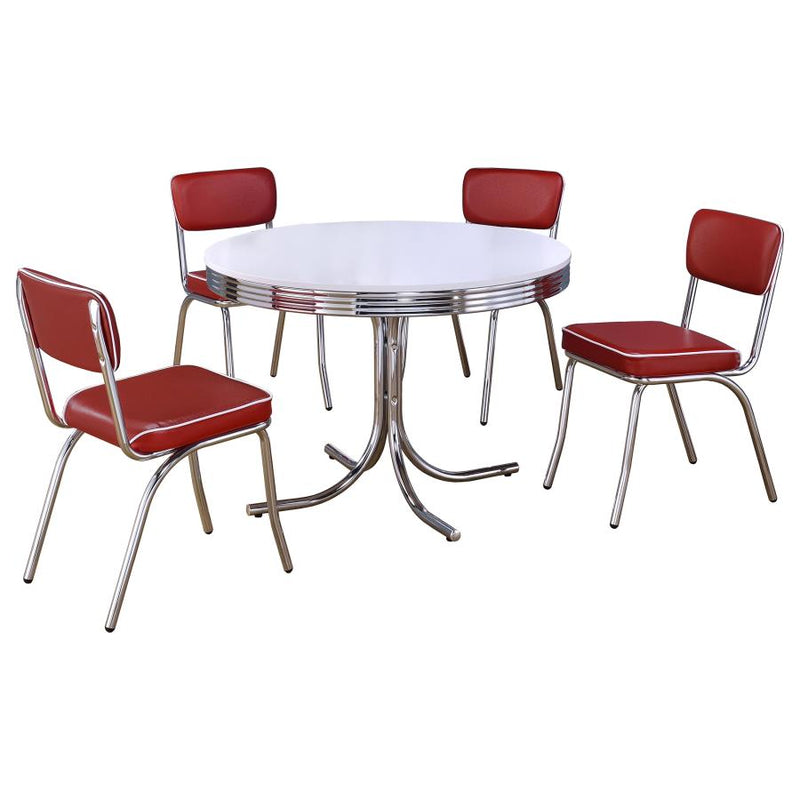 Retro 5-piece Round Dining Table Set White and