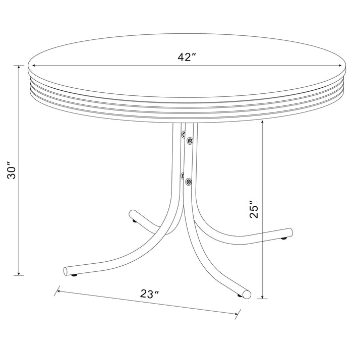 Retro  Round Dining Set Glossy White and Black