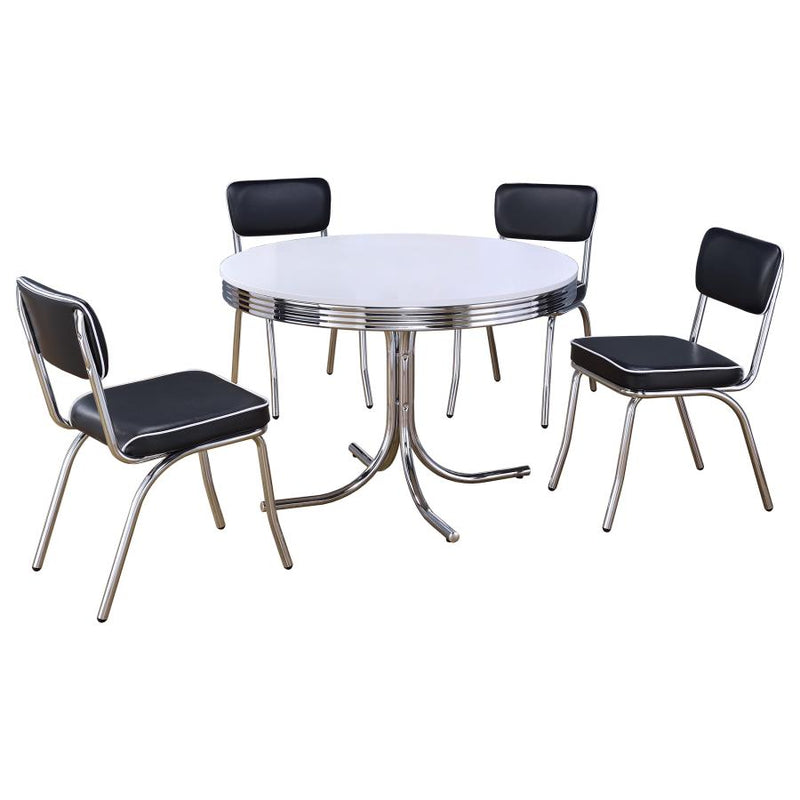 Retro 5-piece Round Dining Table Set White and