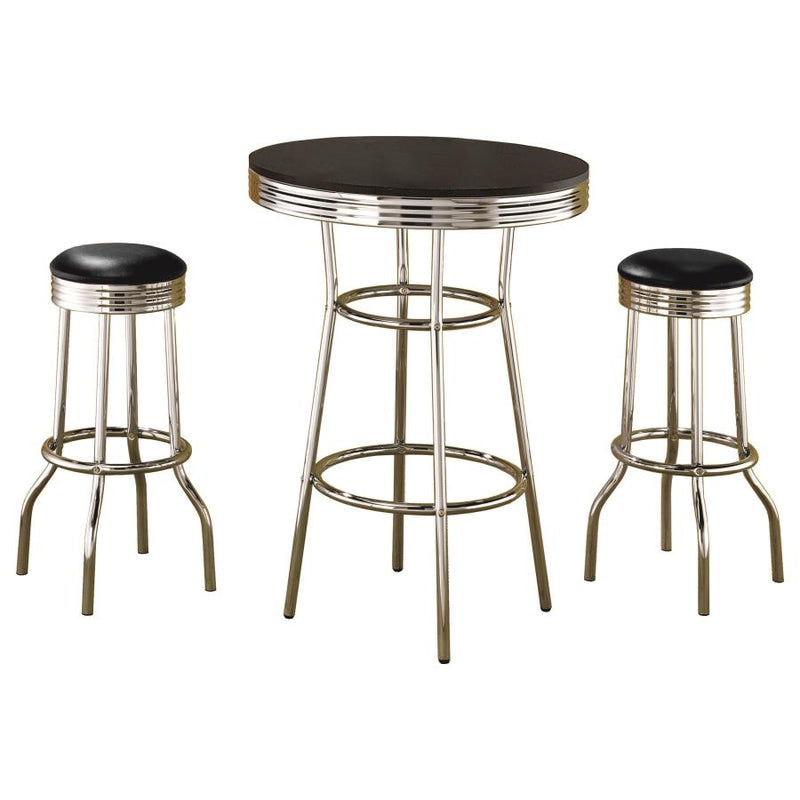 Retro 3-piece Round 1950s Bistro Pub Bar Table Set