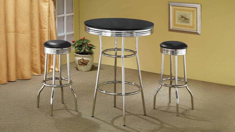 Retro 3-piece Round 1950s Bistro Pub Bar Table Set