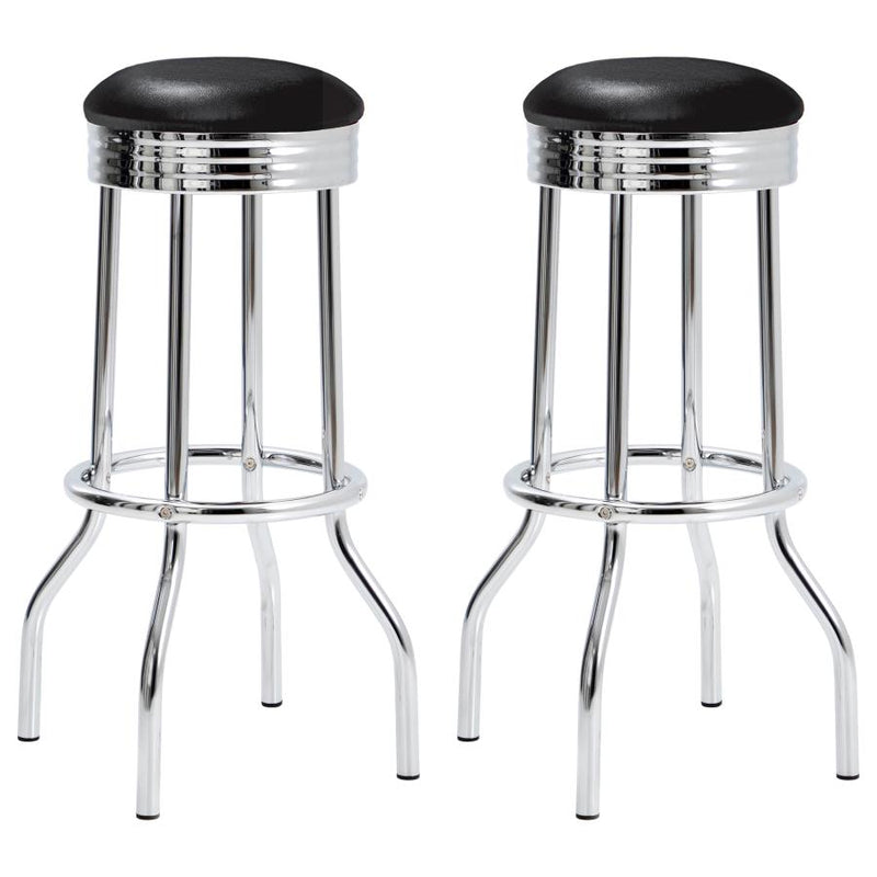 Retro Upholstered Metal Swivel Bar Stool (Set of 2)