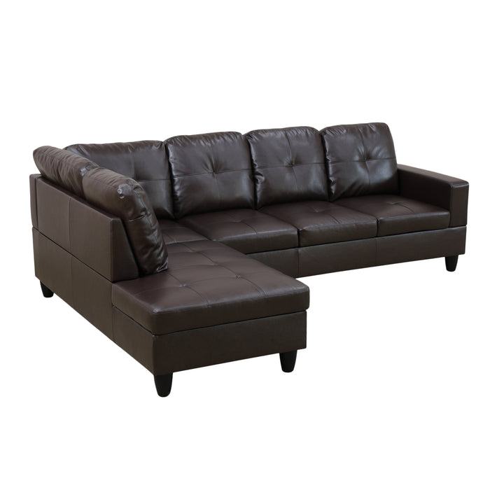 Brown Faux Leather 3-Piece Couch Living Room Sofa Set F093