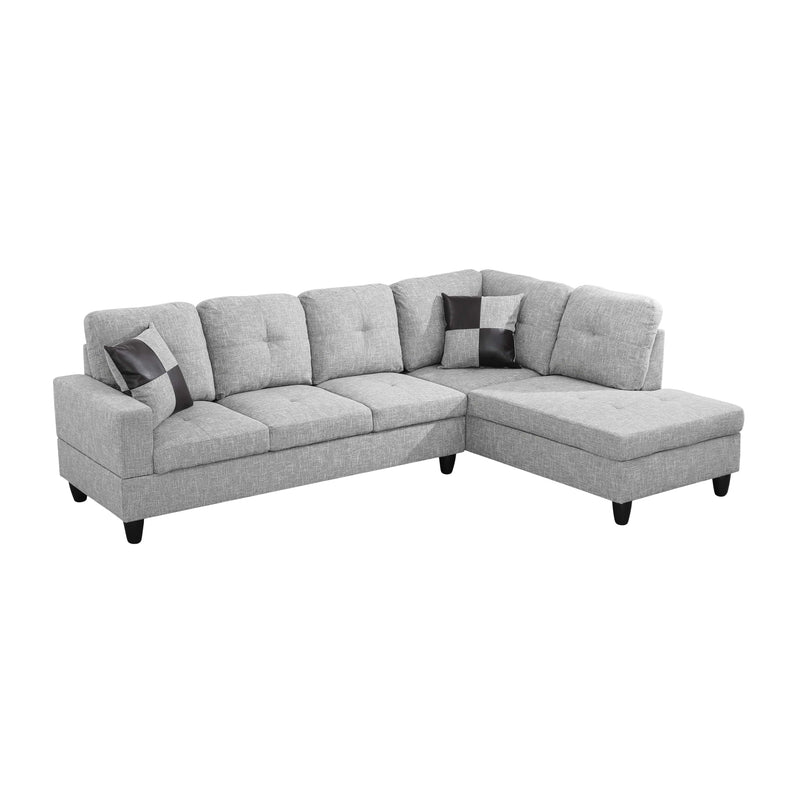 Transitional Style  2 piece Sectional+Ottoman in Linin Gray color in Linin