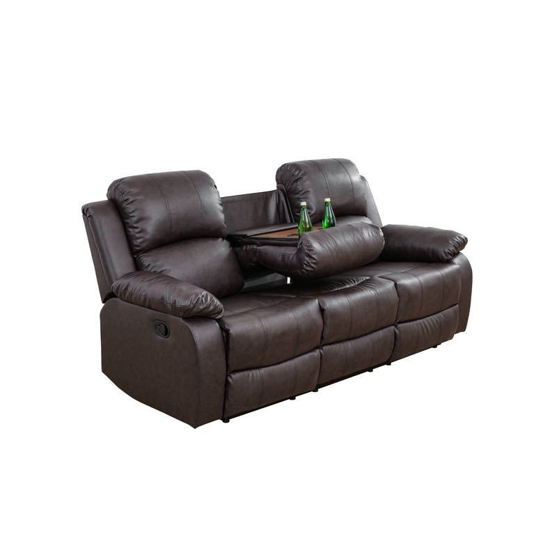 Brown Semi PU And PVC 3-Piece Couch Living Room Sofa