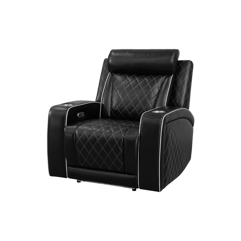 Black Breathable Leather 3-Piece Living Room Functional Sofa Set