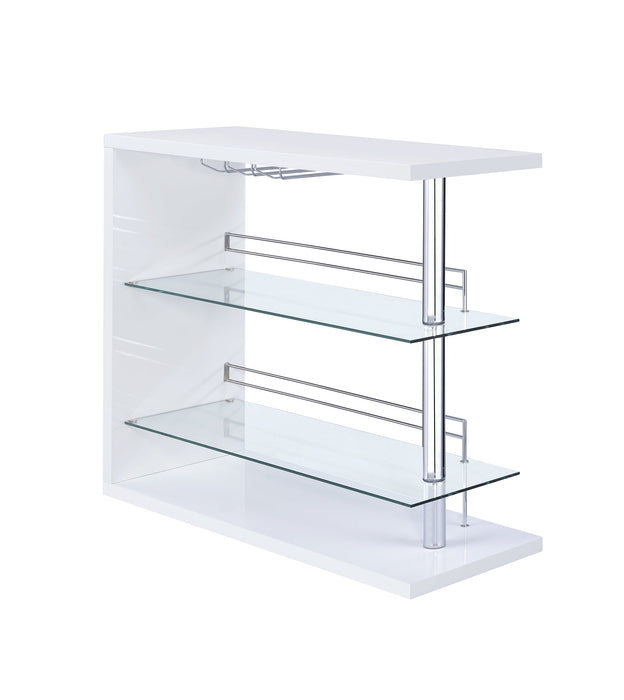 Prescott Rectangular 2-shelf Bar Unit Glossy Black