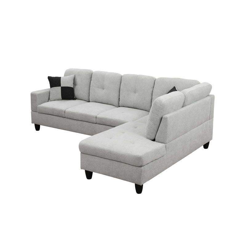 Juego de sofá seccional de 3 piezas de franela blanco roto BE-F121