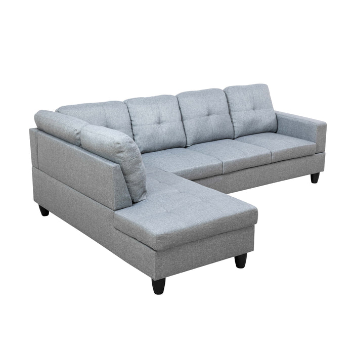 Transitional Style  2 piece Sectional+Ottoman in Black Gray Linen