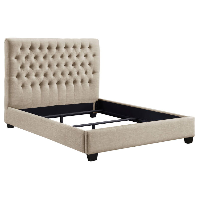 Cama con paneles tapizados Chloe color avena