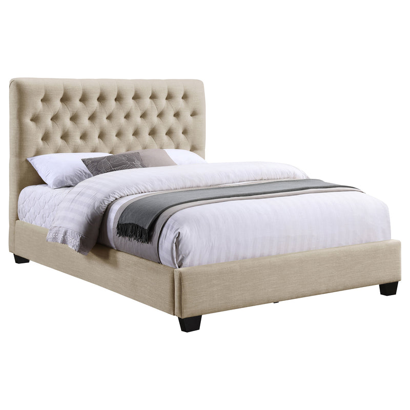 Cama con paneles tapizados Chloe color avena