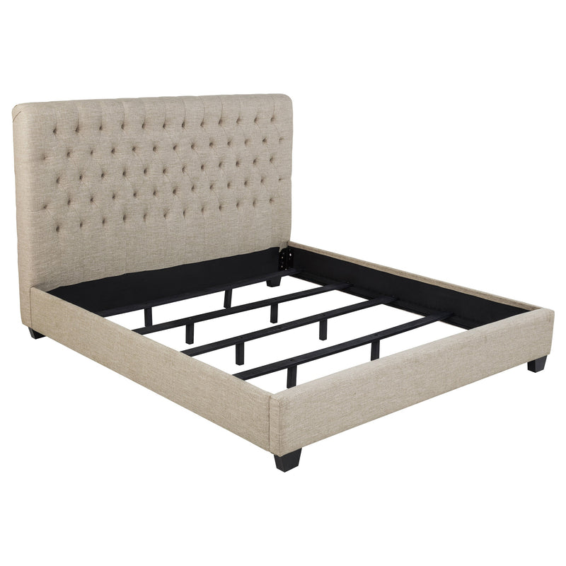 Cama con paneles tapizados Chloe color avena