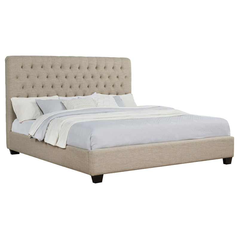 Cama con paneles tapizados Chloe color avena