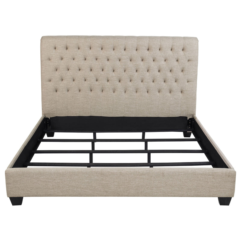 Cama con paneles tapizados Chloe color avena