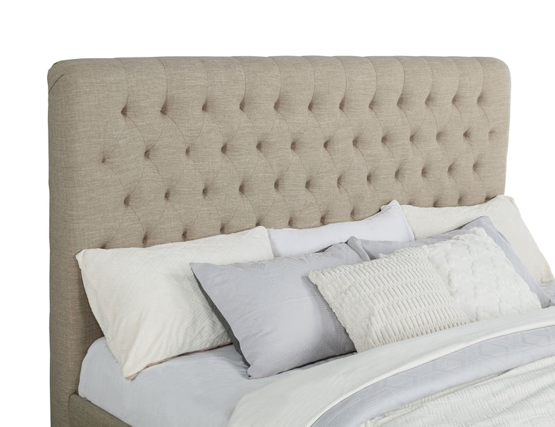 Cama con paneles tapizados Chloe color avena