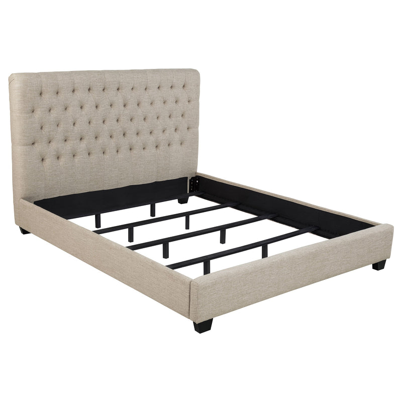 Cama con paneles tapizados Chloe color avena