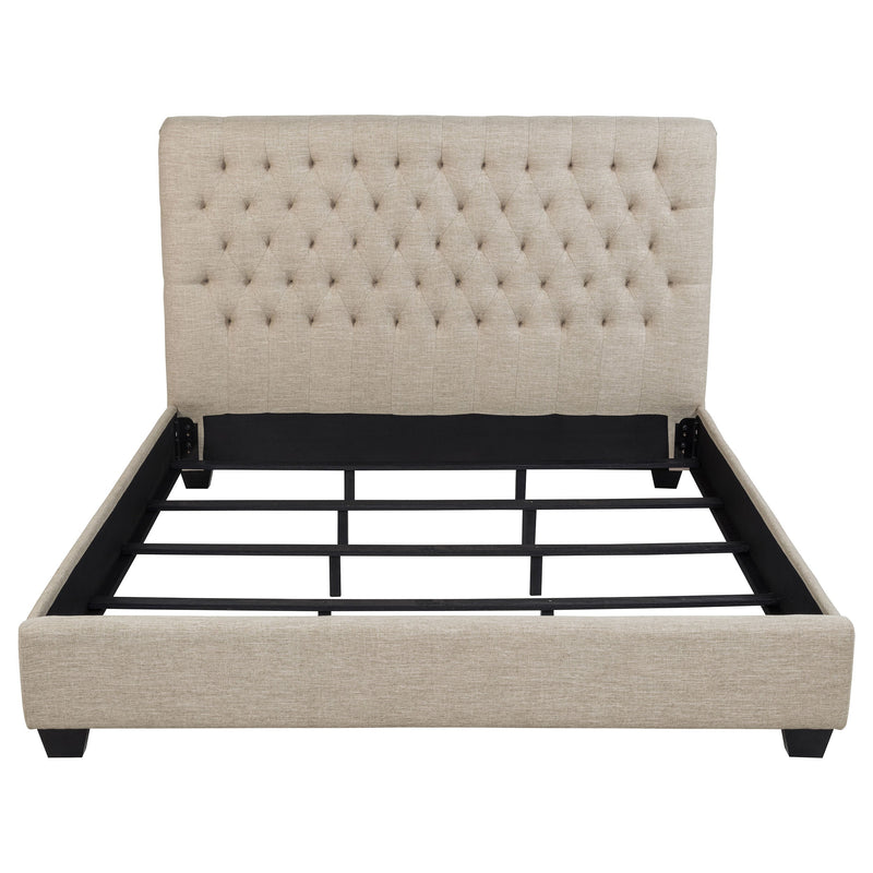 Cama con paneles tapizados Chloe color avena