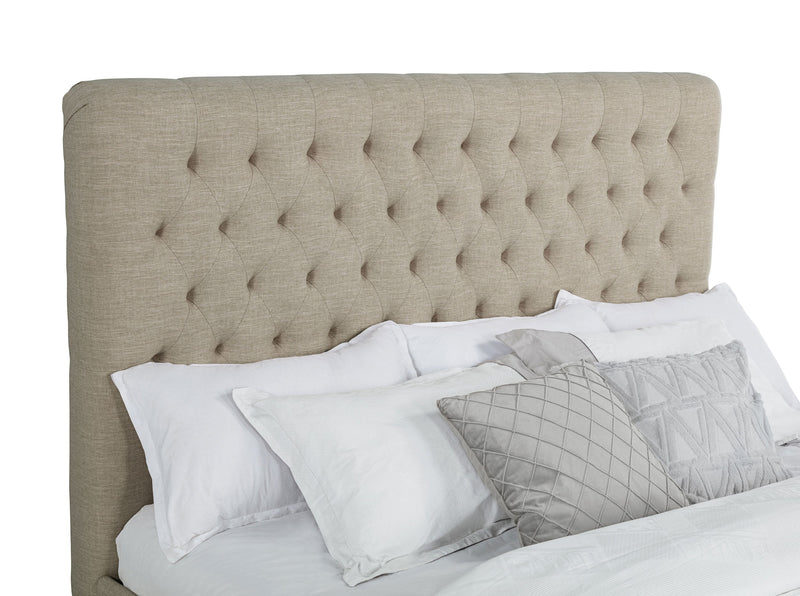 Cama con paneles tapizados Chloe color avena