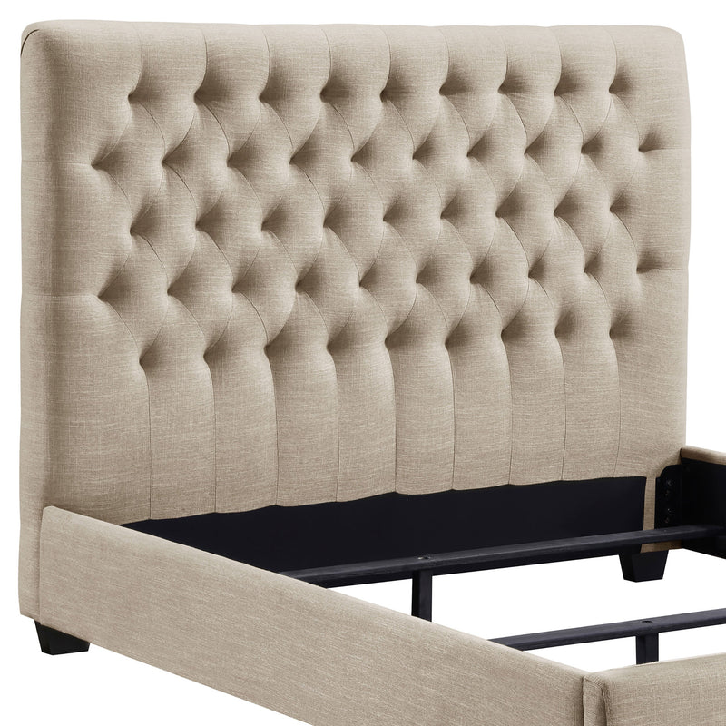 Cama con paneles tapizados Chloe color avena