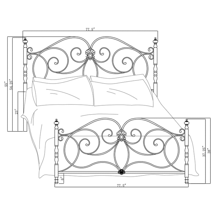 London  Metal Scroll Bed Dark Bronze