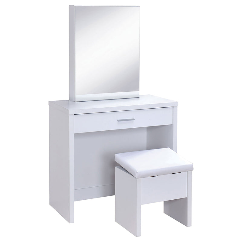 Tocador Harvey con taburete con tapa elevable, blanco
