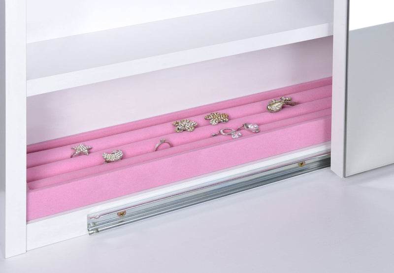 Tocador Harvey con taburete con tapa elevable, blanco