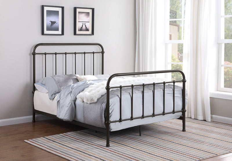 Cama Livingston con marco de metal abierto en bronce oscuro