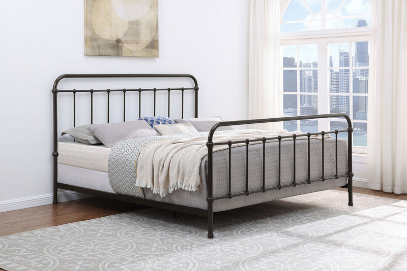 Cama Livingston con marco de metal abierto en bronce oscuro