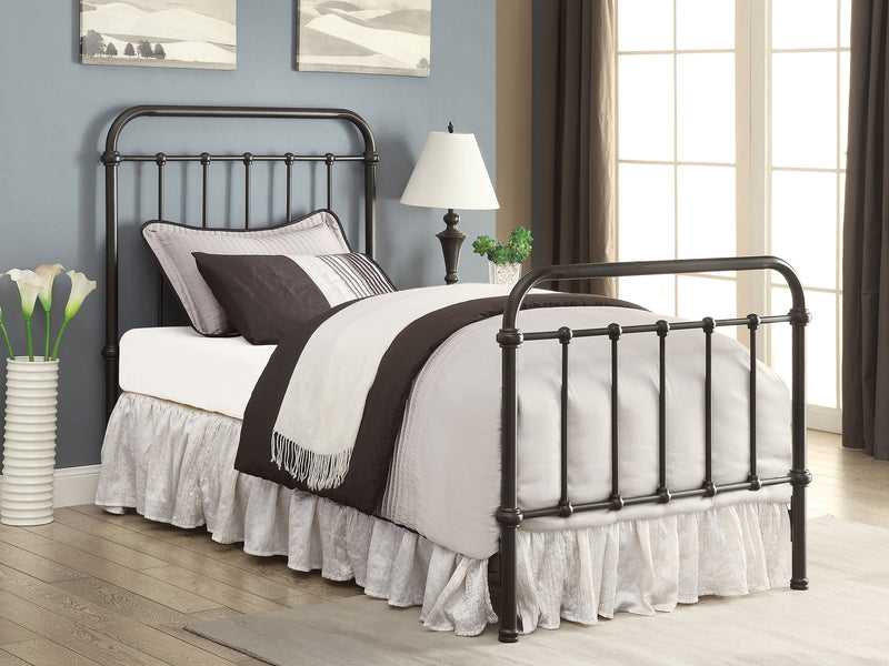 Cama Livingston con marco de metal abierto en bronce oscuro