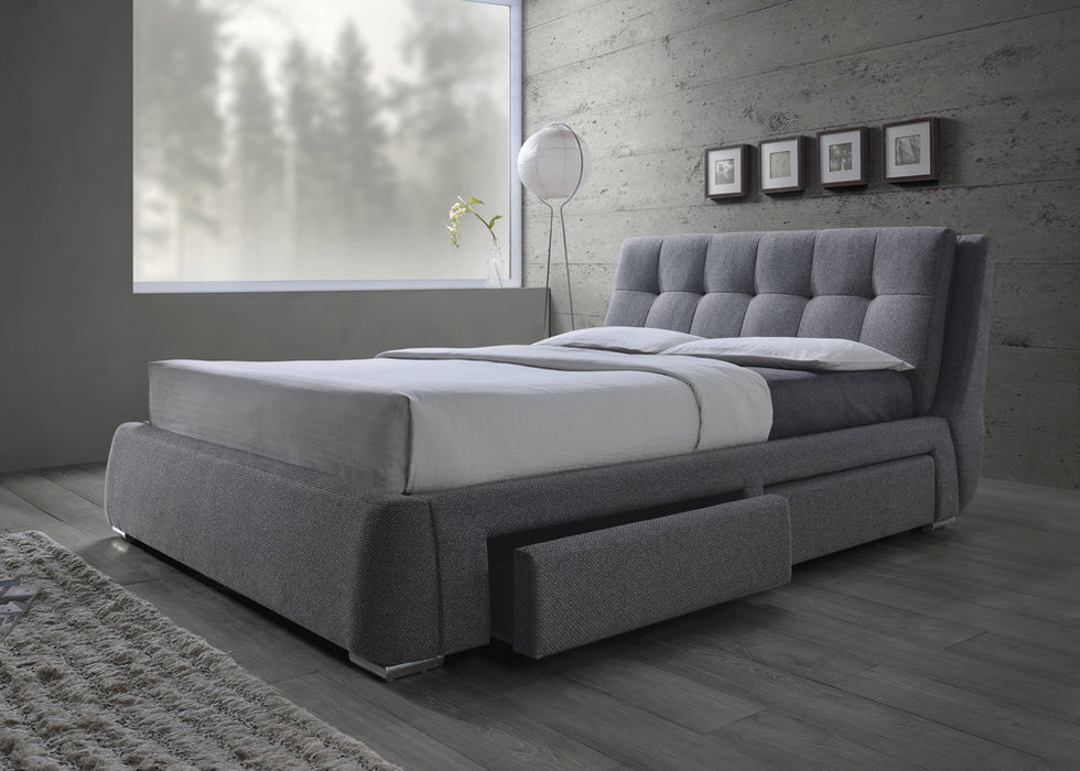 Fenbrook  Tufted Upholstered Storage Bed Grey