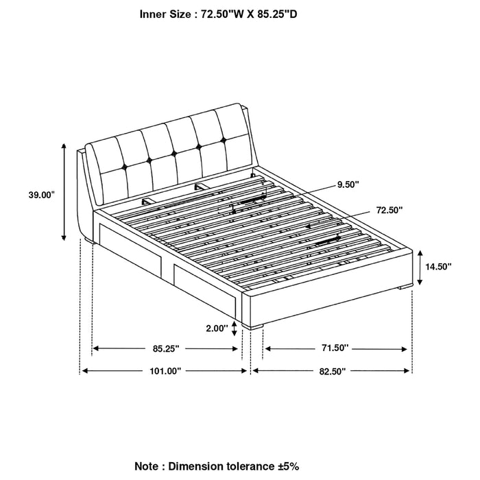 Fenbrook  Tufted Upholstered Storage Bed Grey