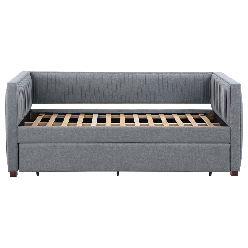Cama de día individual tapizada Brodie con nido gris