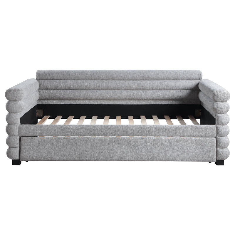 Patricia Boucle Upholstered Twin Day Bed with Trundle